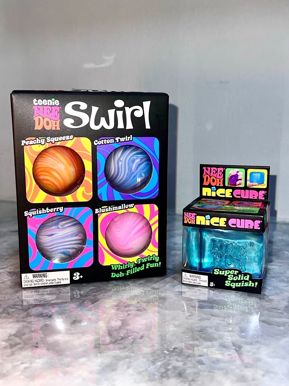 New Schylling Needoh Swirl 4-Pack & Nice Cube Bundle